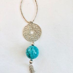 Statement Necklace w/silver and turquoise pendant
